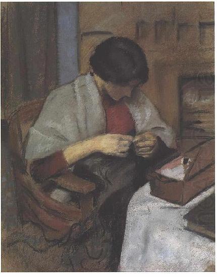 August Macke Elisabeth Gerhard sewing oil painting picture